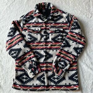Original Deluxe Southwest Aztec Sherpa Fleece Mens M Jacket Black Beige Red NWT
